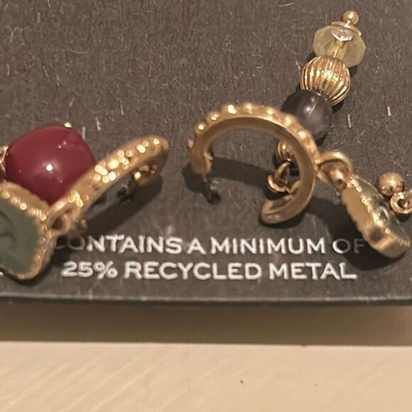 The Sak Gold Tone Fall Jewelry Set Burgundy Olive Green Bohemian Style Gift NWT - Picture 6 of 10